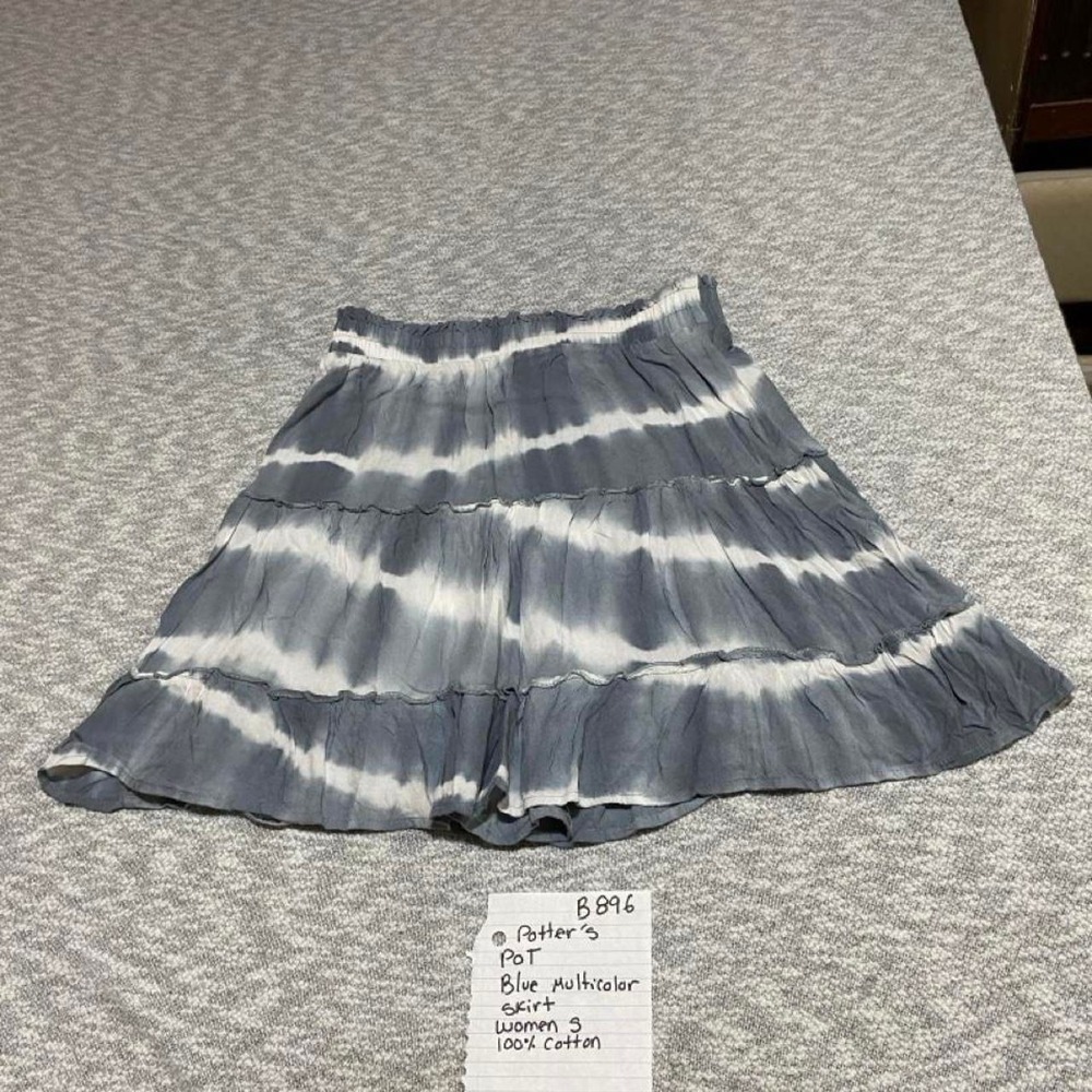 Potter's Pot white and gray tie-dye cotton skirt women S. SKU-B896